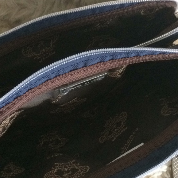 orobianco Waist pouch Body Bag navy brown nylon leather NEW
